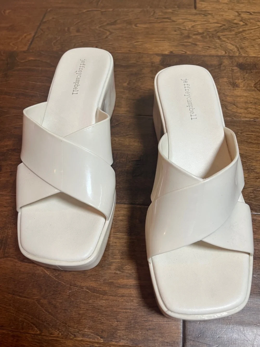 Jeffrey Campbell Bubblegum Platform Sandals, Cream, size 9